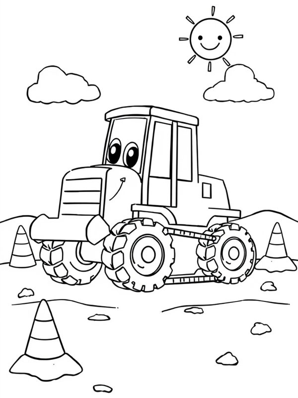 Cheerful digging machine Colouring page