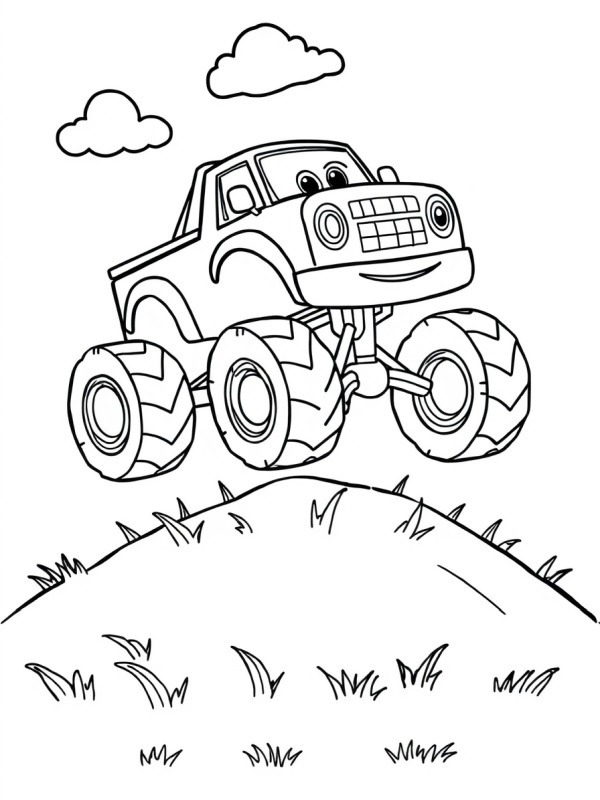 Happy monster truck Colouring page