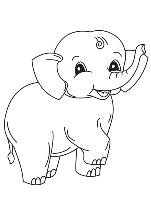 happy elephant Colouring page