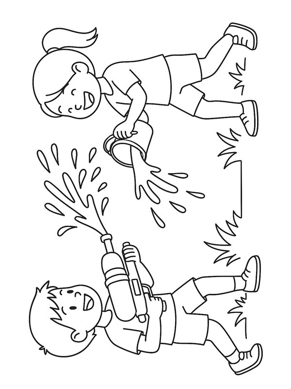 Water fun in the garden Colouring page