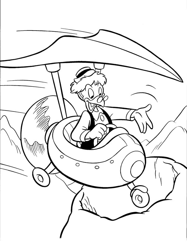 Gyro Gearloose in a flying machine Colouring page Gyro Gearloose in a flying machine Colouring page