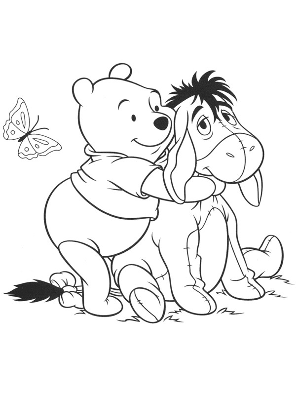 Winnie de Pooh and Eeyore Colouring page