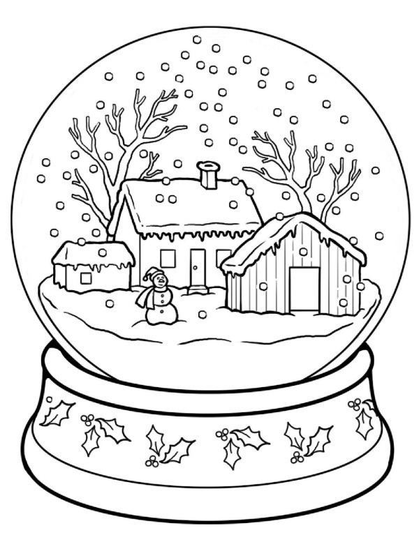 winter snow globe Colouring page