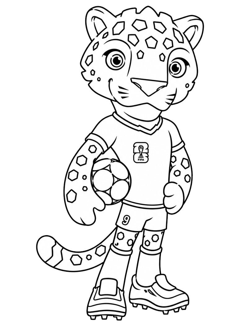Zayu the Jaguar (2026 World Cup Mascot) Colouring page Zayu the Jaguar (2026 World Cup Mascot) Colouring page