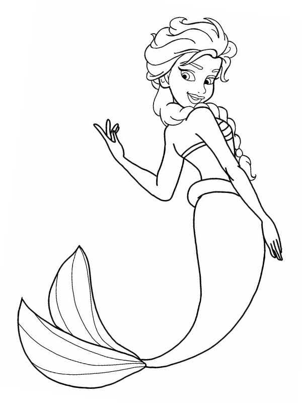 Mermaid Elsa Colouring page