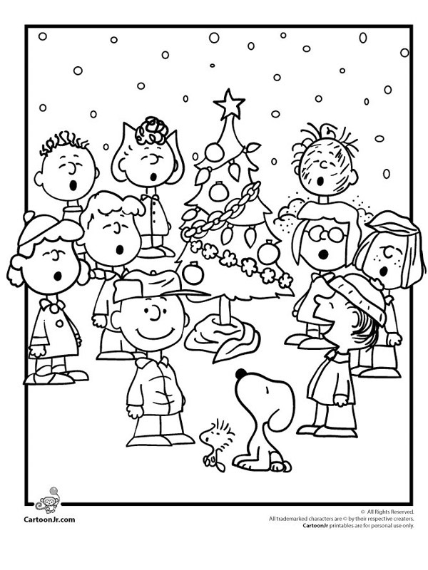 Singing at the christmas tree Colouring page