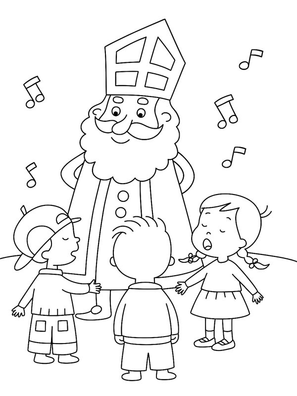 Singing for St. Nicholas Colouring page
