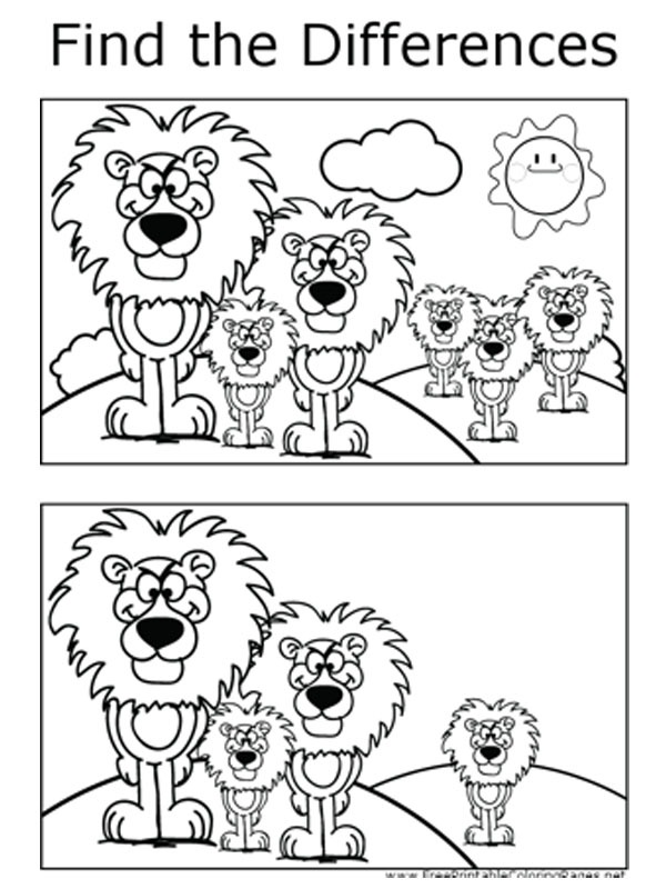 Look for the difference: Lion Colouring page
