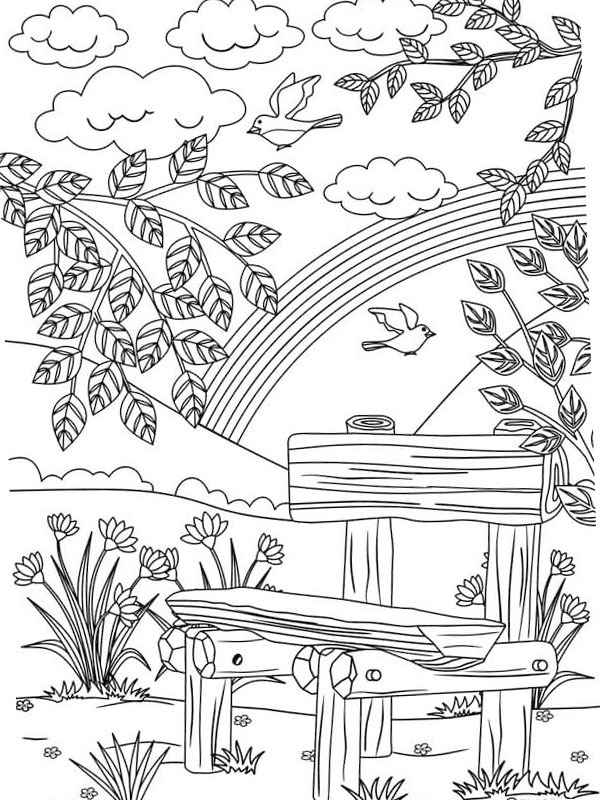 Summer landscape Colouring page
