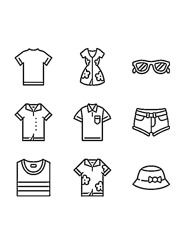 Summer clothing Colouring page