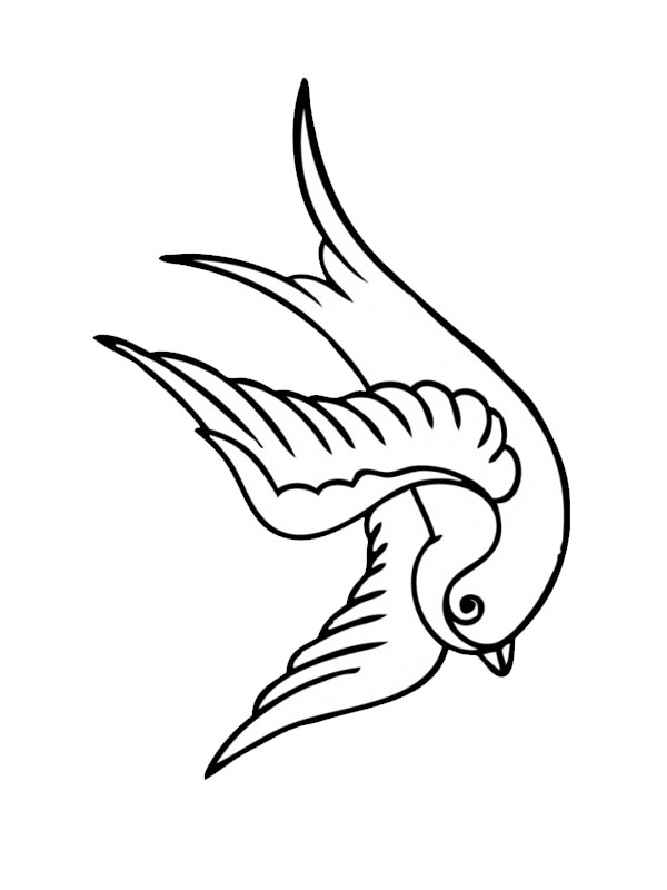 Swallow tattoo Colouring page